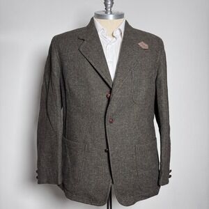 Thornton Bay Tweed Blazer Mens L Brown Wool Blend‎ Vintage 3-Button Sport Coat